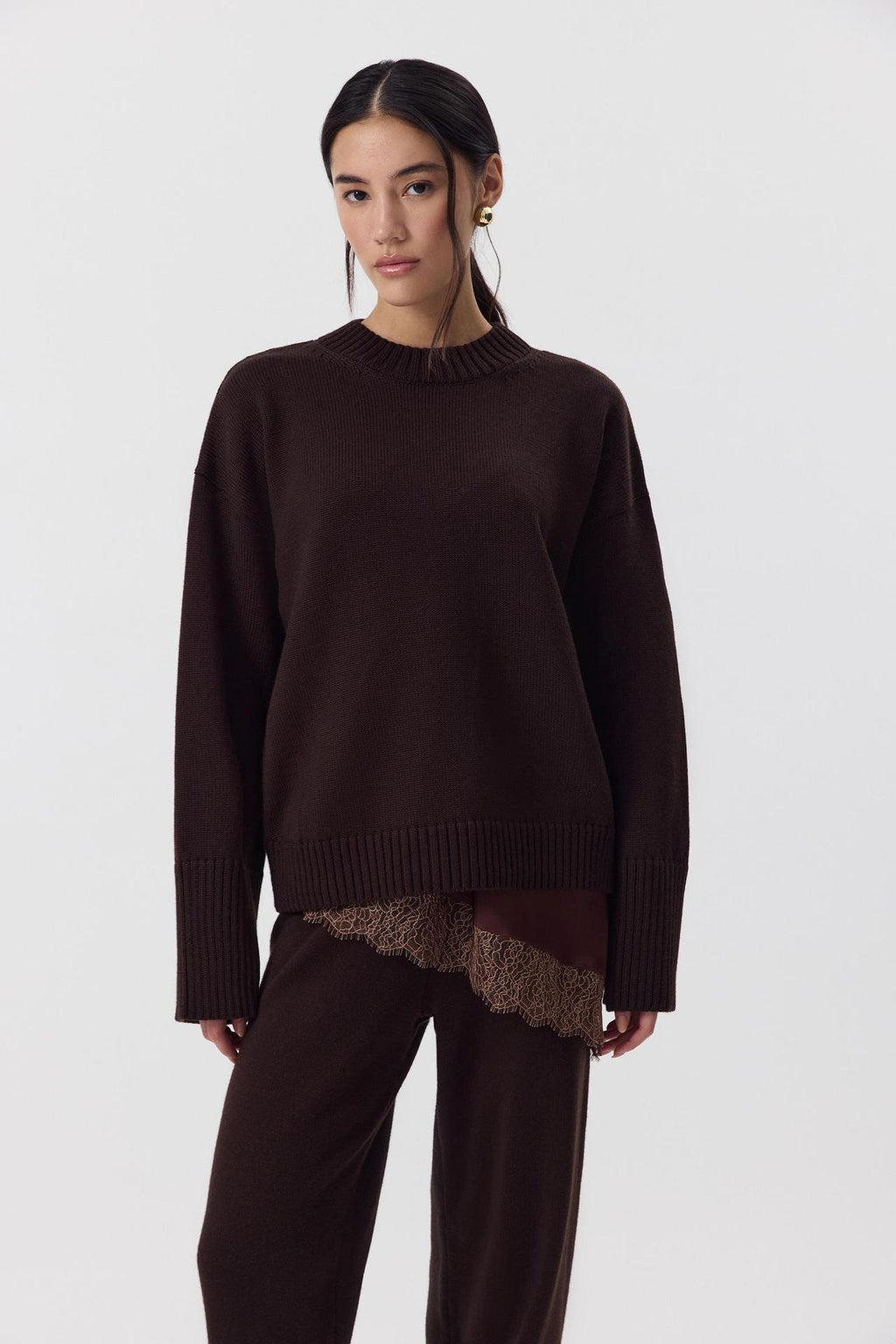 Lockerer Strickpullover aus reiner Baumwolle