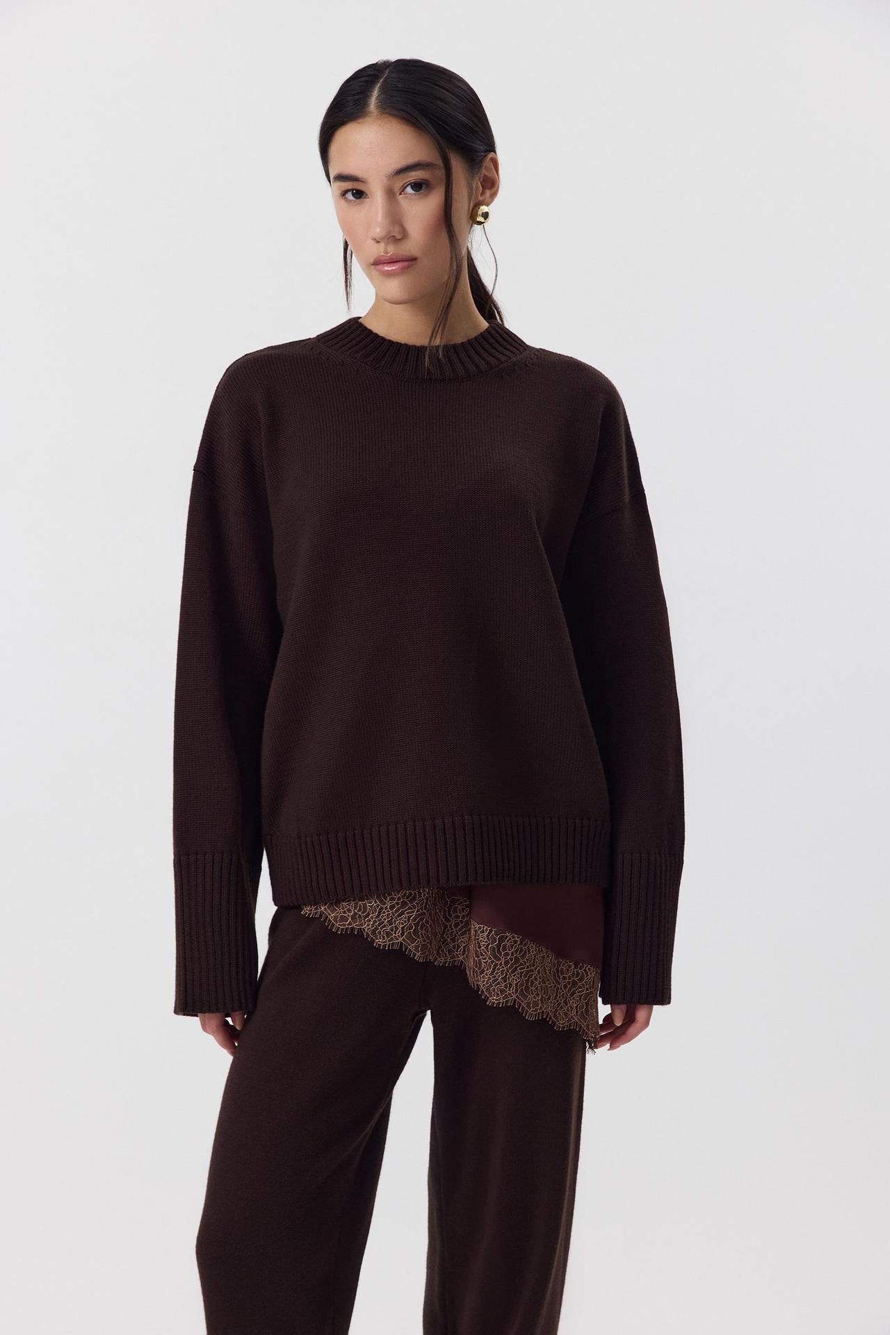 Lockerer Strickpullover aus reiner Baumwolle