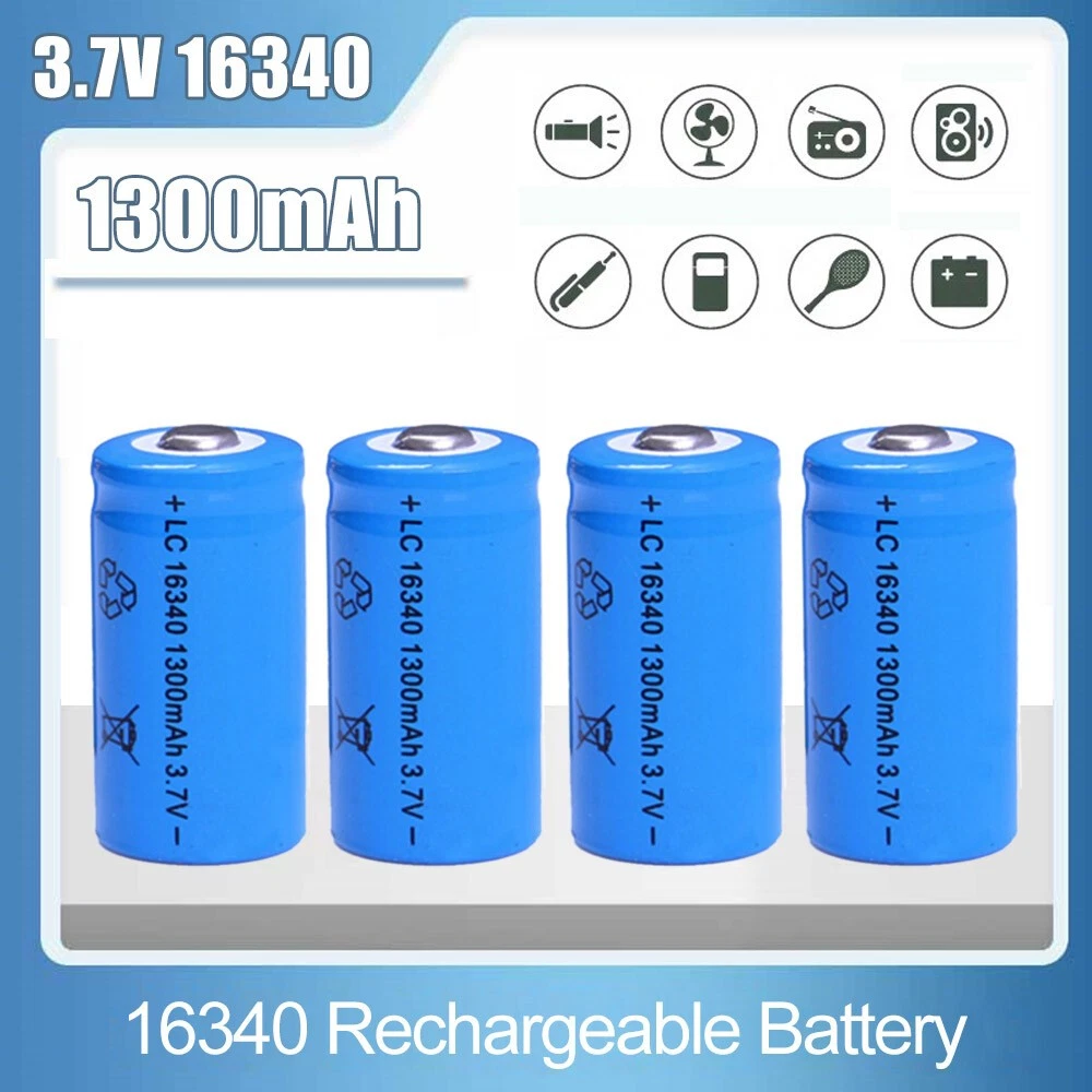 4er-Pack 16340 Li-Ion Akkus mit USB-Ladegerät