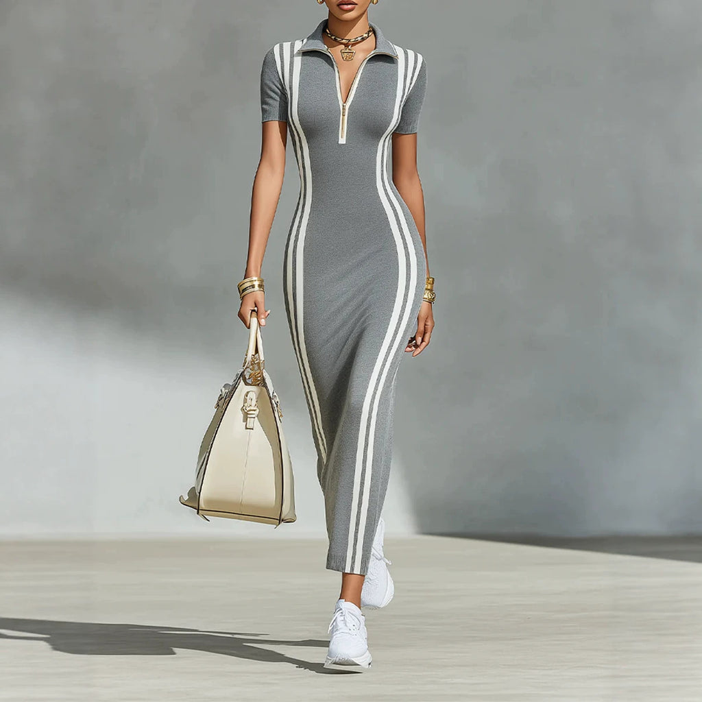 Damenkleid mit Streifenmuster – Bild 5 | LuxeStyle