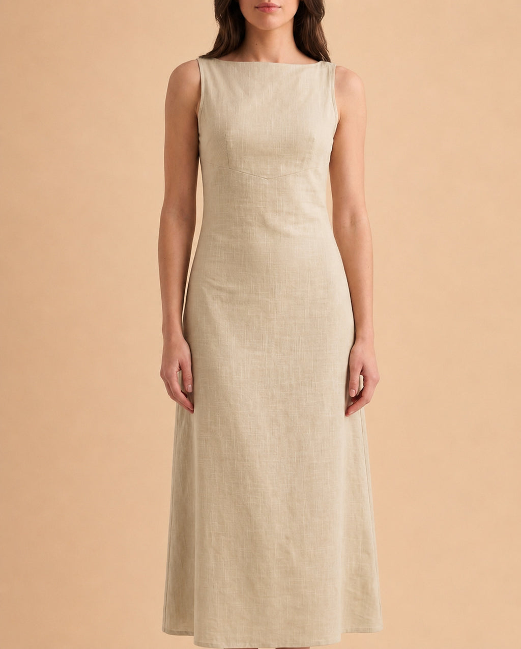 Elegantes ärmelloses Midi-Kleid aus Baumwolle – Bild 3 | LuxeStyle