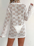 Hohle Webstrick-Cardigan mit Bindedetail