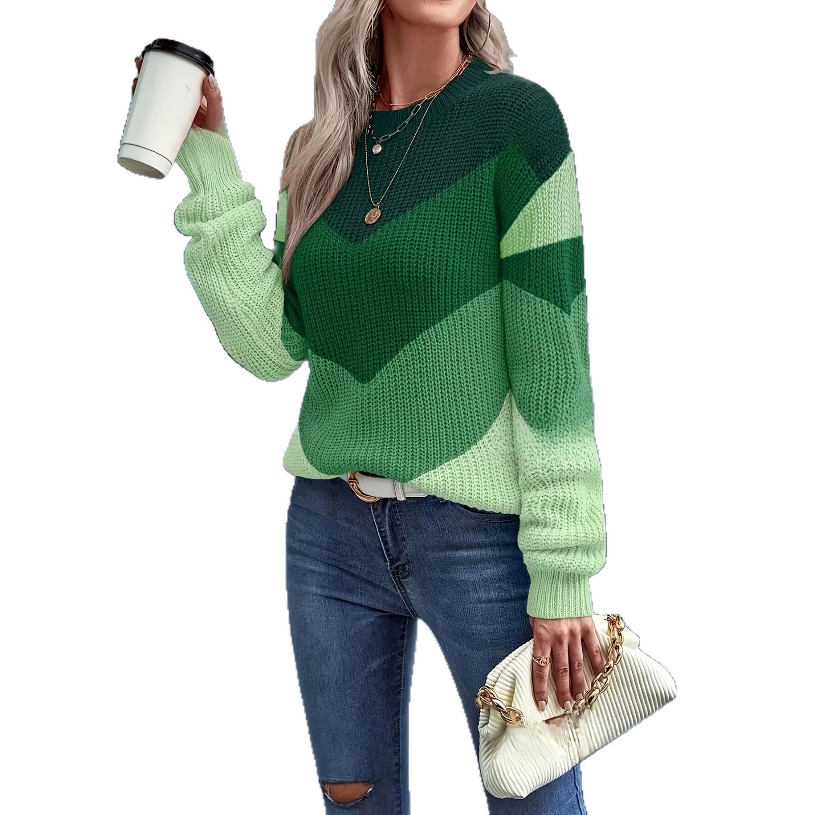 Eleganter Strickpullover mit Farbblock