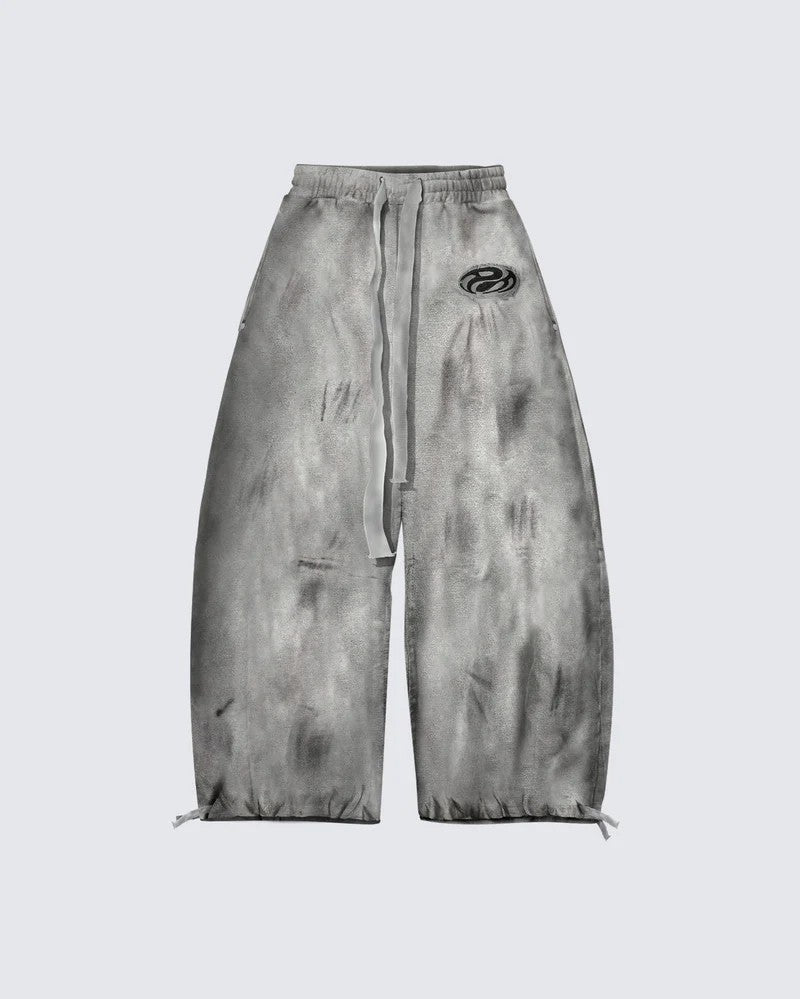 Coton-Sweatpants mit Distressed-Finish