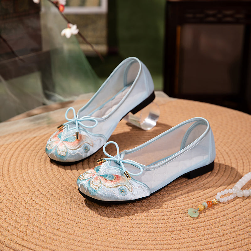 Bestickte Mesh Flats mit Schmetterlingen