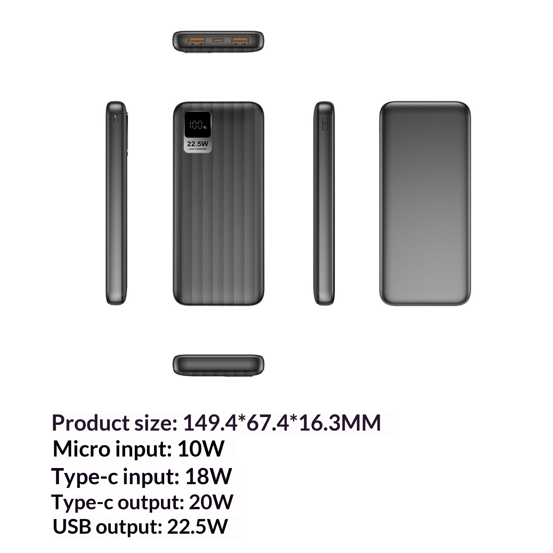 Powerbank mit integriertem Kabel, 10'000 mAh