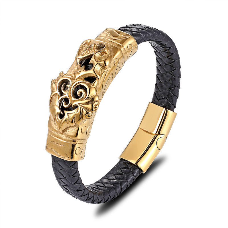 Lederarmband mit Titan-Stahl-Akzenten für Herren – Bild 6 | LuxeStyle