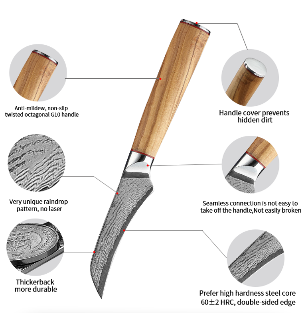 Damast Küchenmesser „Olivenholz“ | LuxeStyle