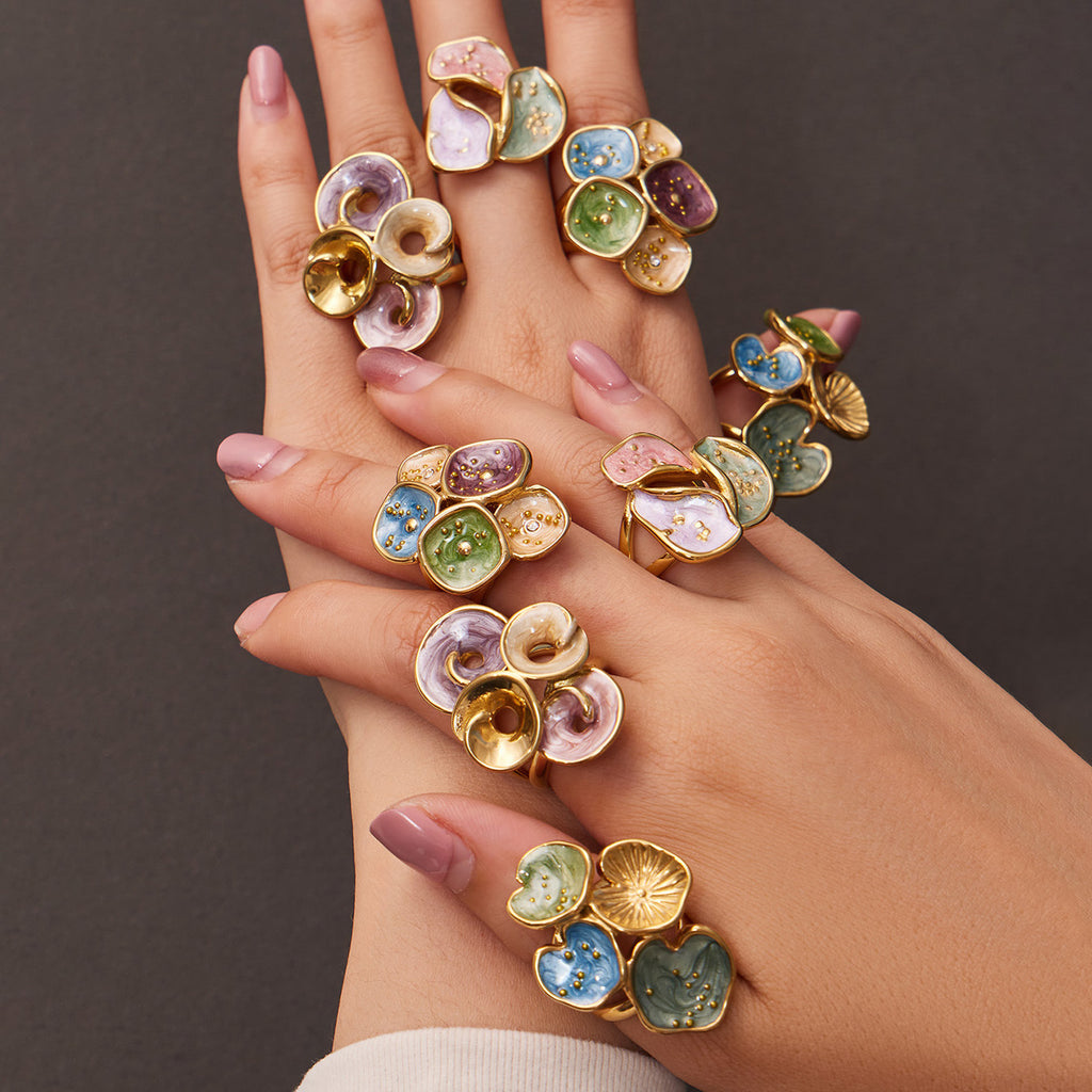 Geometrischer Blatt-Ring für Damen