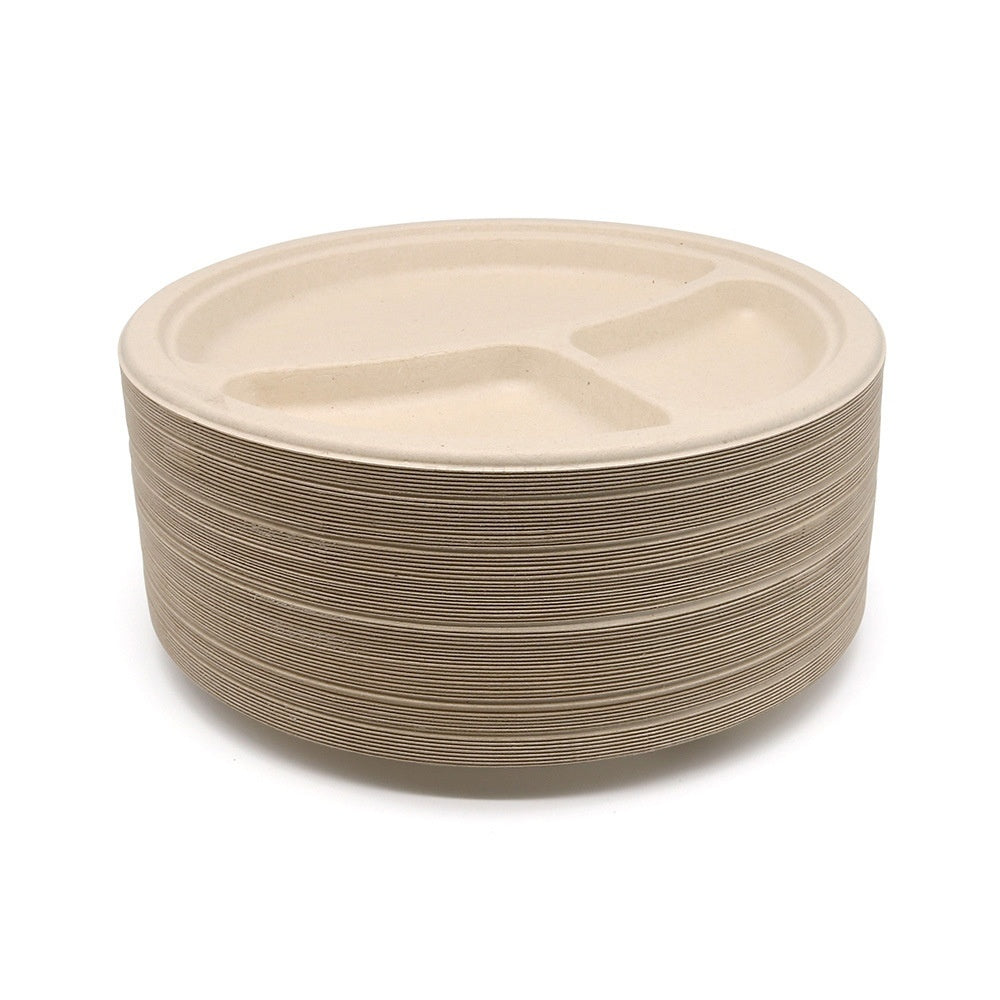 Oasis Bagasse 3-Raster Teller, 50 Stk.