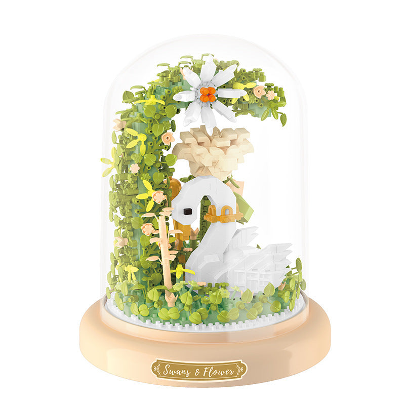 Schwan Blumen-Puzzle Bausteine mit Vitrine – Bild 2 | LuxeStyle