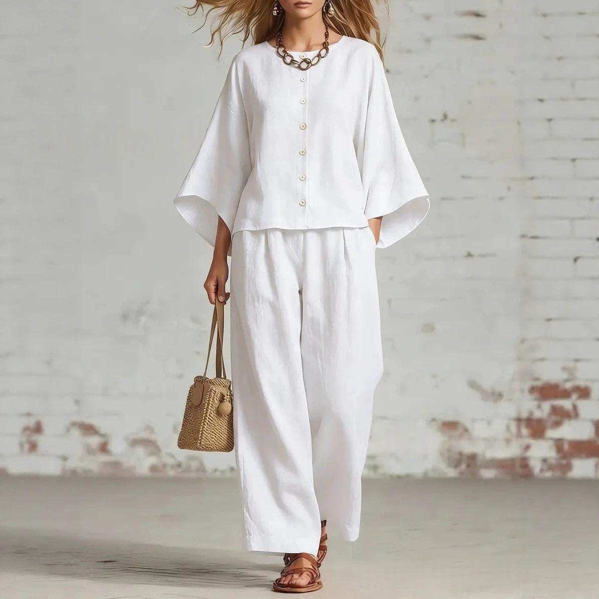 Cardigan mit 3/4-Ärmeln & weite Hosen