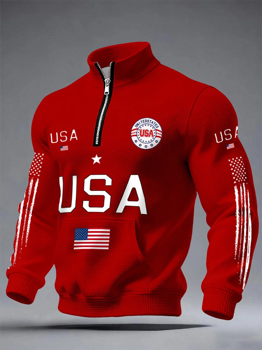 Herren-Sweatshirt mit Stehkragen und Aufsatztasche – Bild 2 | LuxeStyle