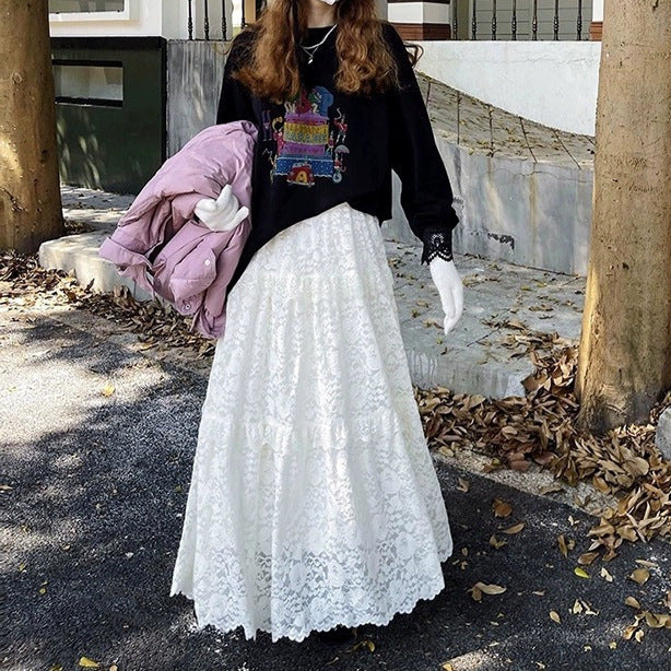 High-Waist Minirock mit Spitze