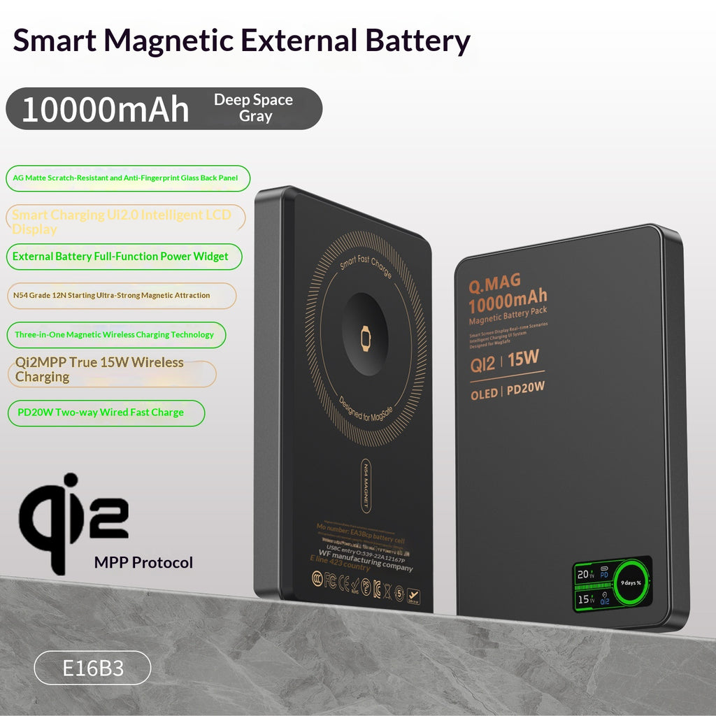 Ultradünne magnetische Powerbank mit Qi2