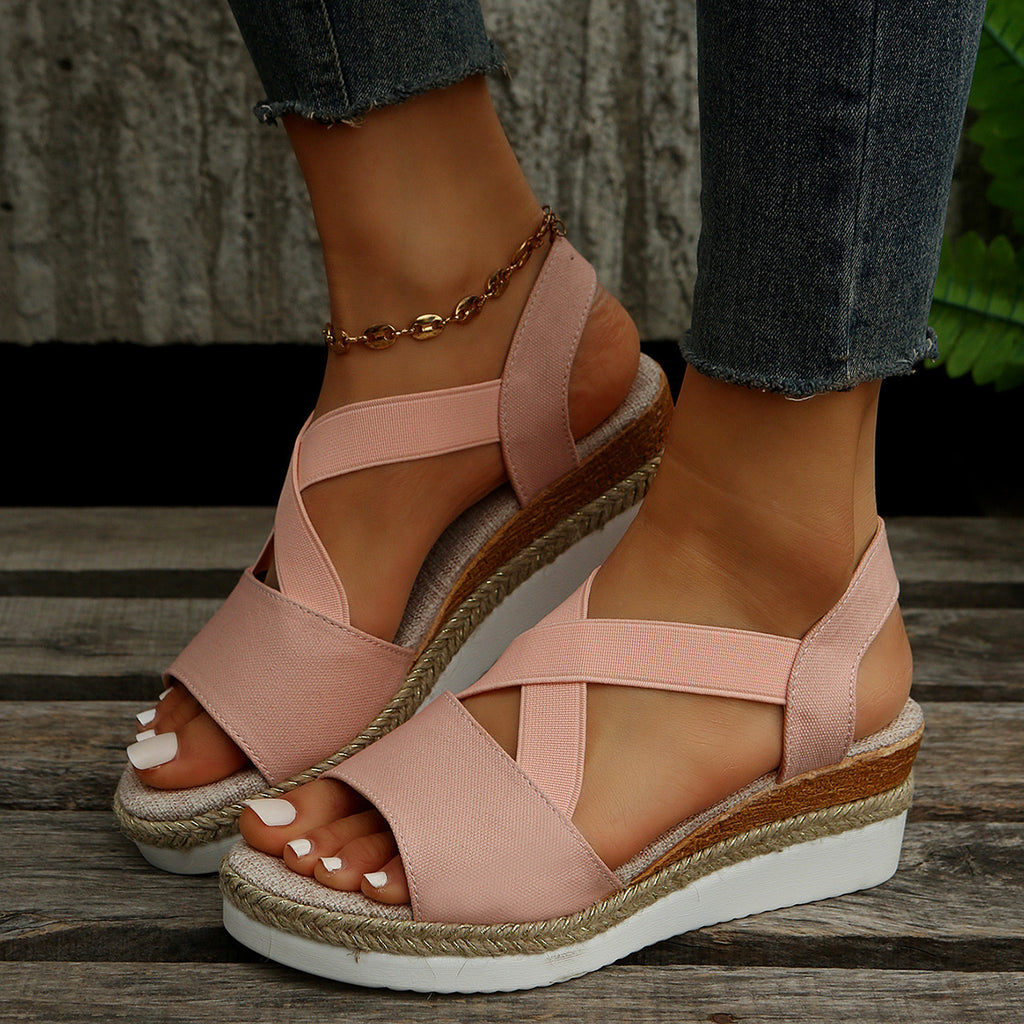 Plateau-Sandalen mit Bast-Absatz – Bild 6 | LuxeStyle