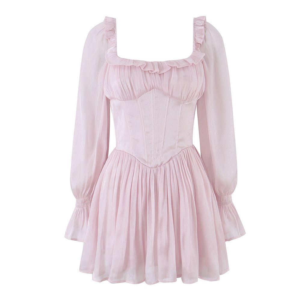 Fishtail-Kleid mit Puffärmeln und eckigem Ausschnitt