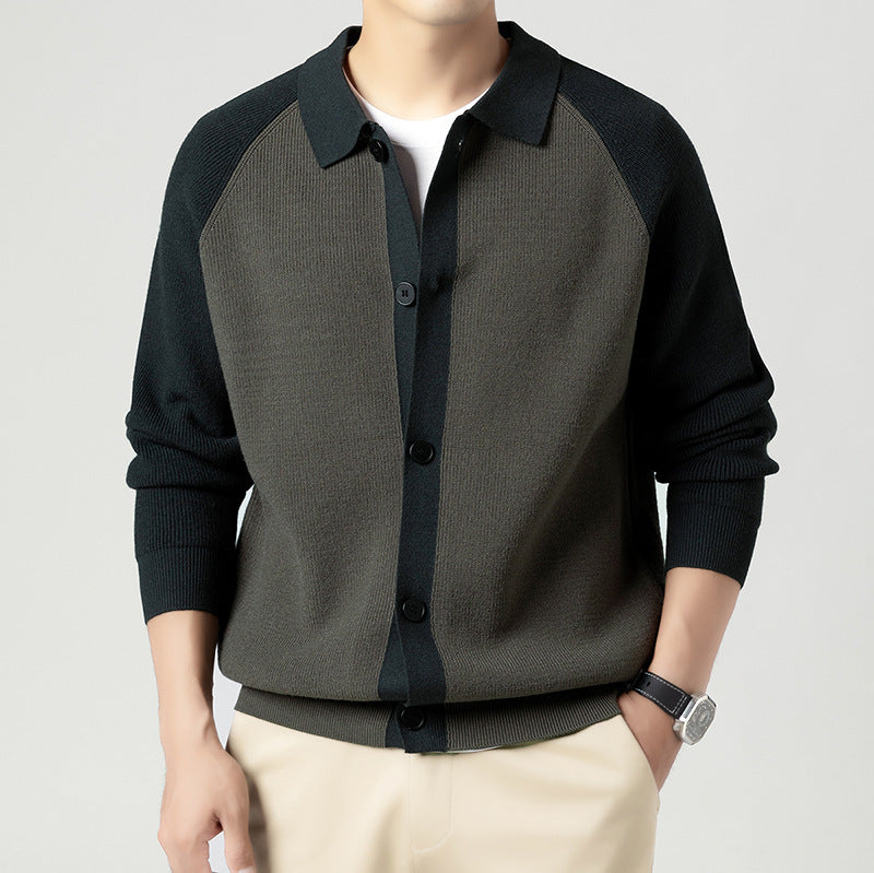Herren Cardigan mit Polohalsausschnitt