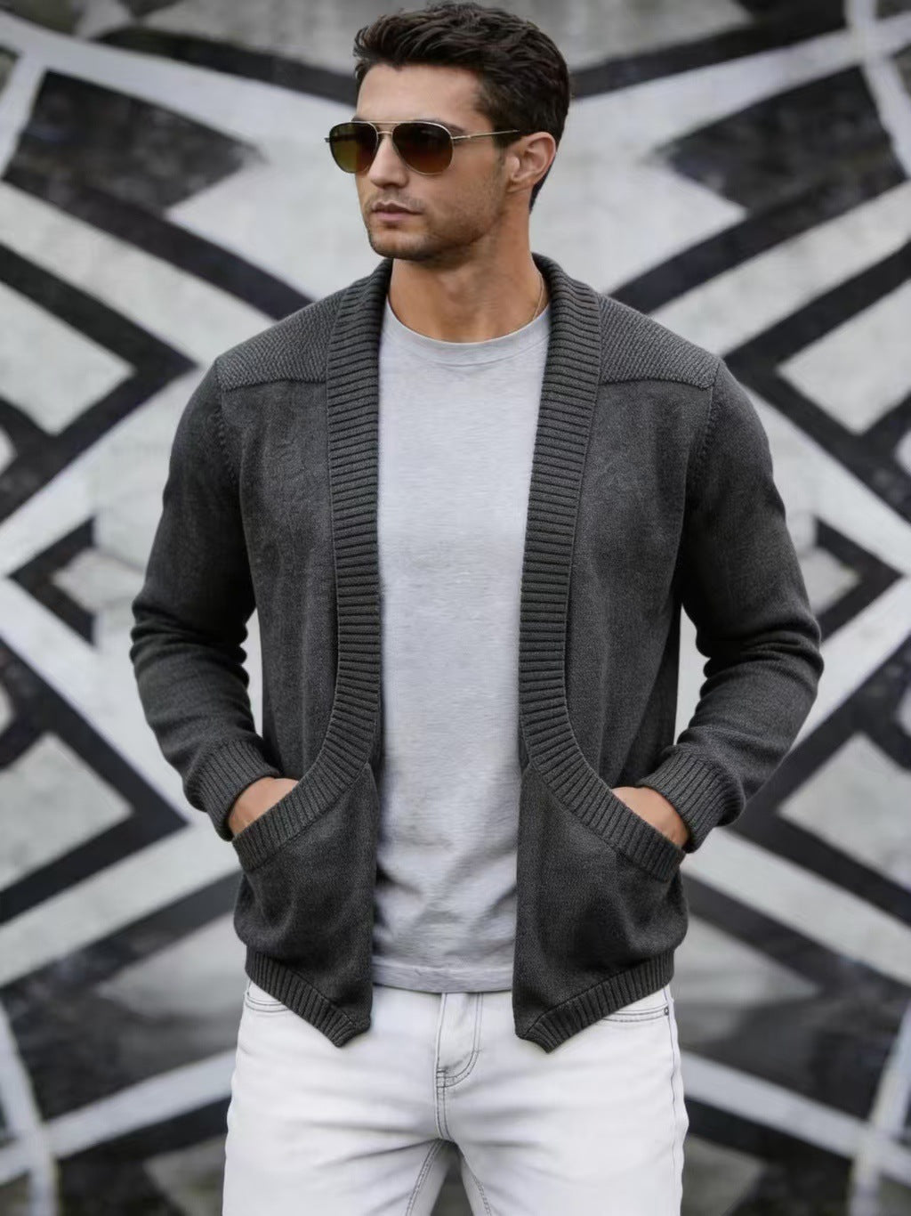 Herren Strick-Cardigan mit Schalkragen