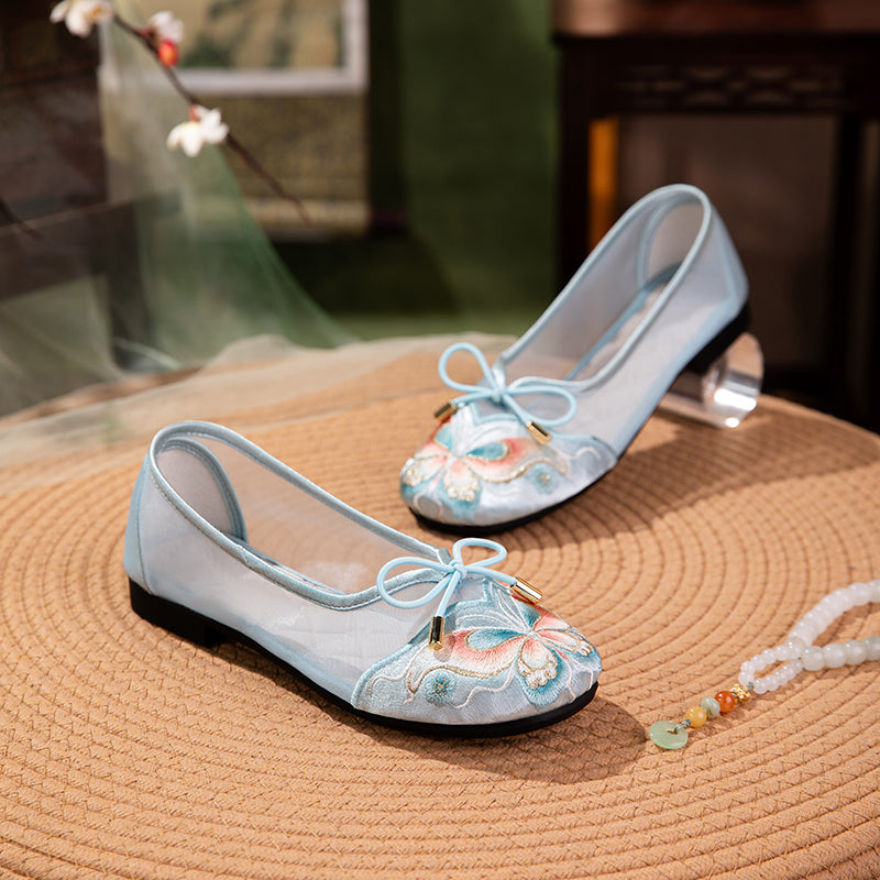 Bestickte Mesh Flats mit Schmetterlingen