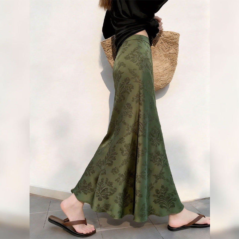 Vintage Chic Satinrock mit Blumenmuster