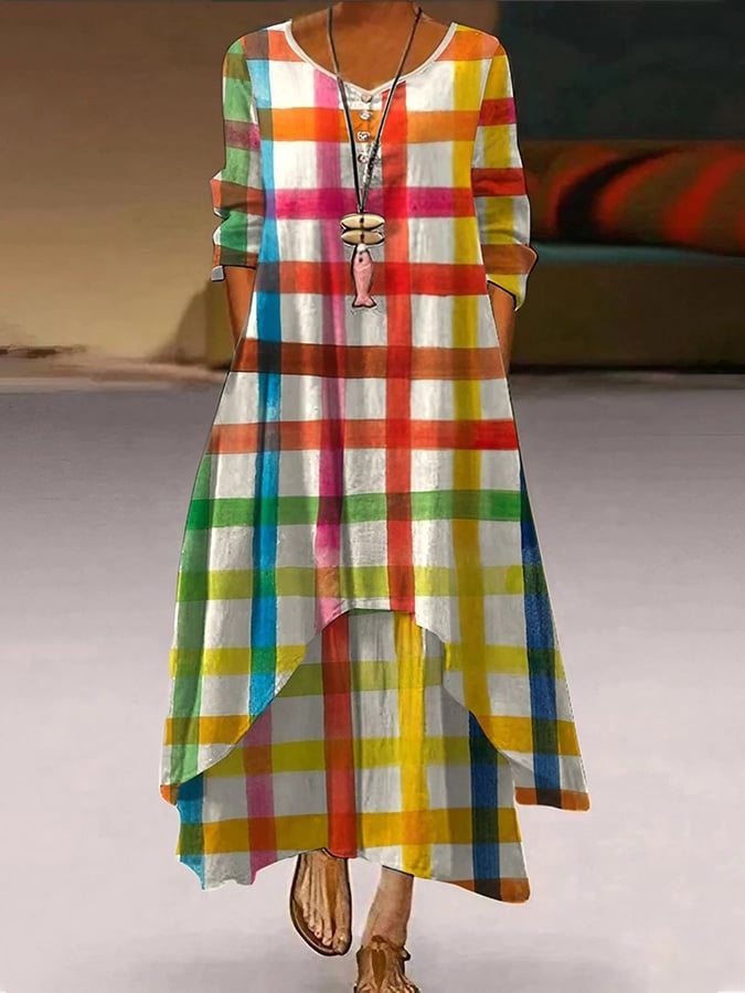 Maxikleid mit asymmetrischem Saum & 3D-Prägung – Bild 1 | LuxeStyle