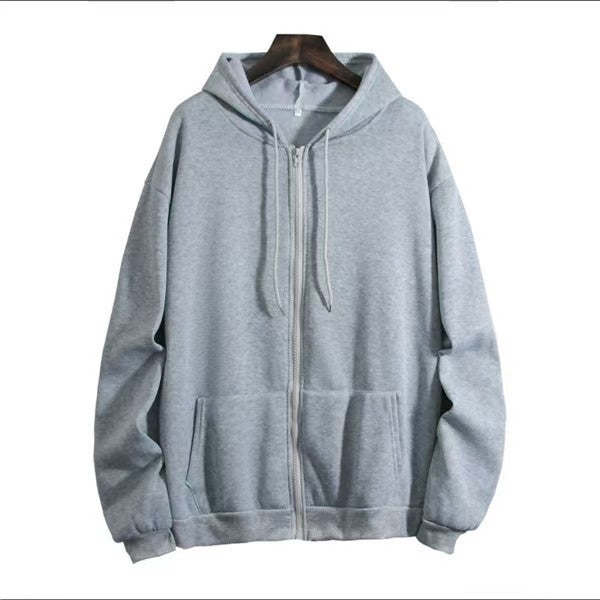 Hoodie Cardigan Solid-Fleece