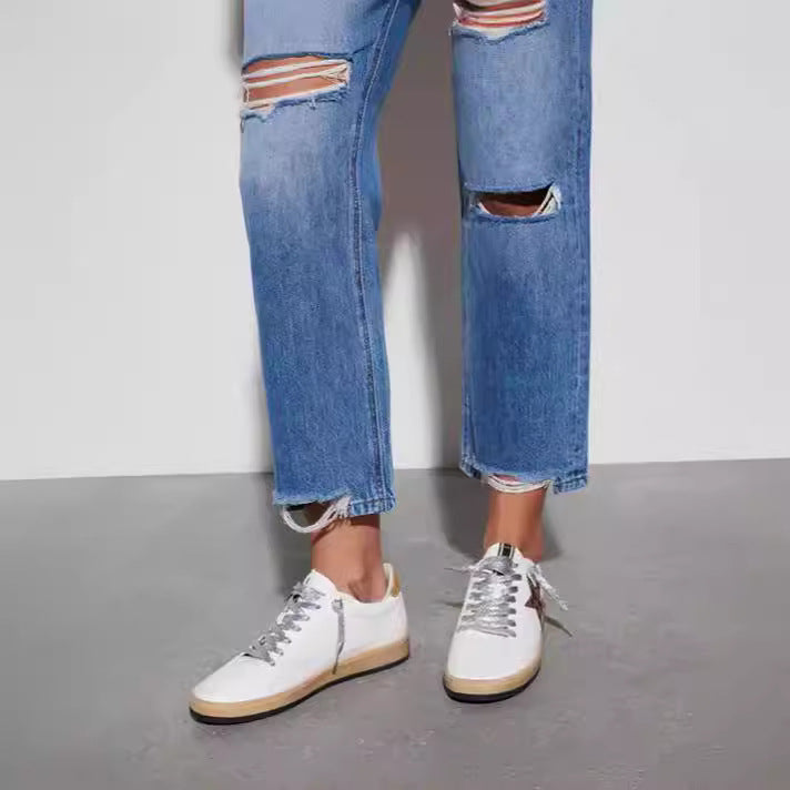 Casual High Waist Jeans mit Rissen