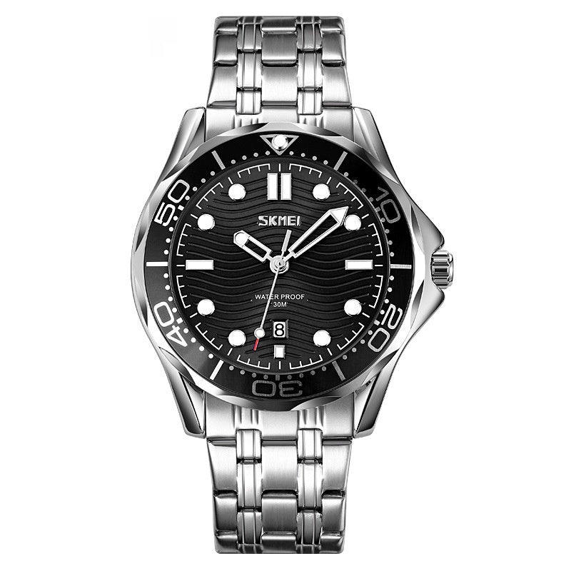 Herren Quarz Armbanduhr mit Leuchtband