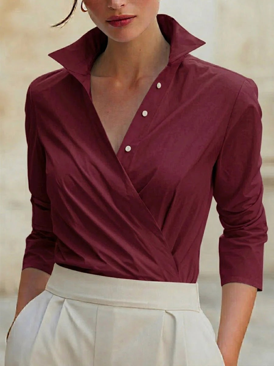 Plissiertes 3/4-Arm Shirt für Damen