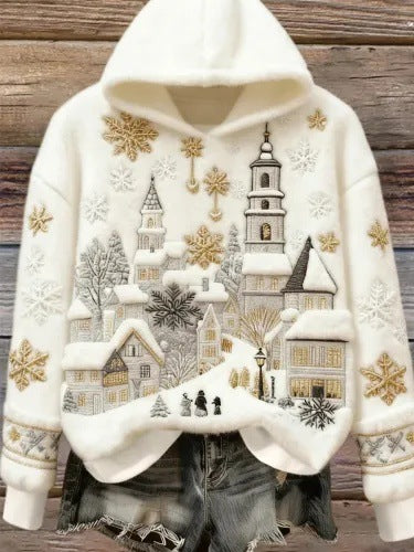 Weihnachts-Pullover Flanell Rundhals Langarm Unisex