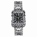 Retro Herrenuhr mit Prägung und Edelstahlarmband