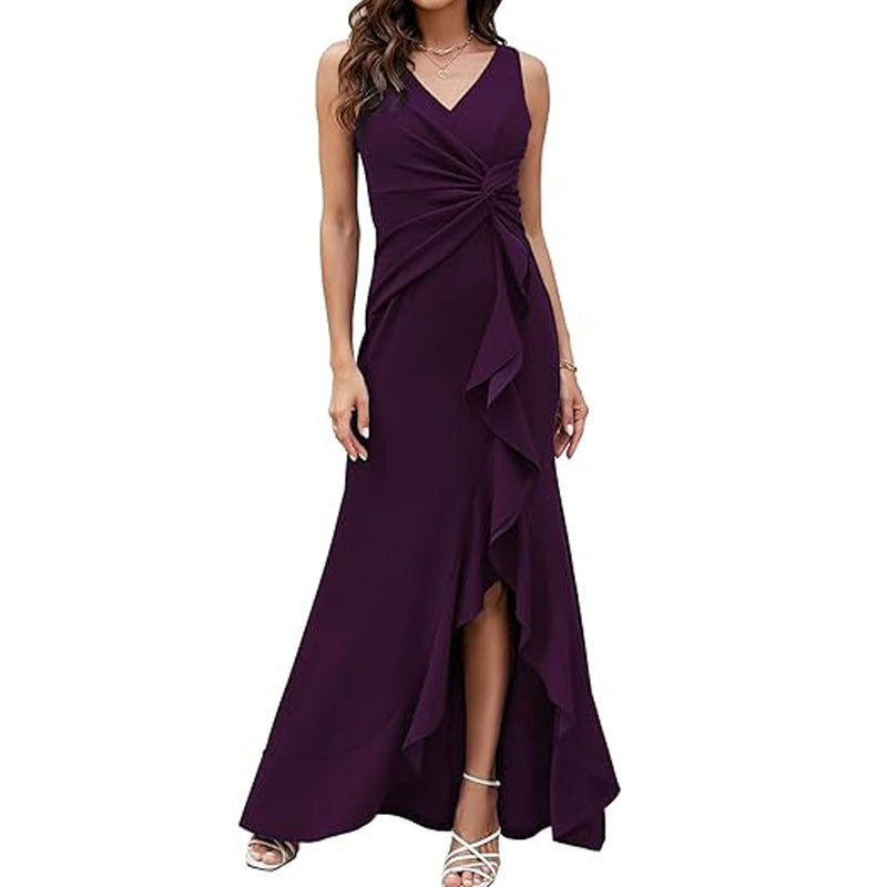 Elegantes V-Ausschnitt Maxi-Kleid mit Schlitz – Bild 4 | LuxeStyle