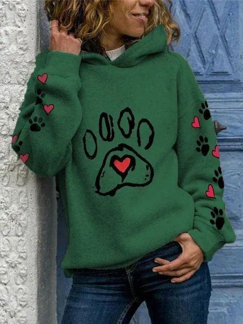 Tulpen-Print & Kartoon Schädel Hoodie Damen Herbst