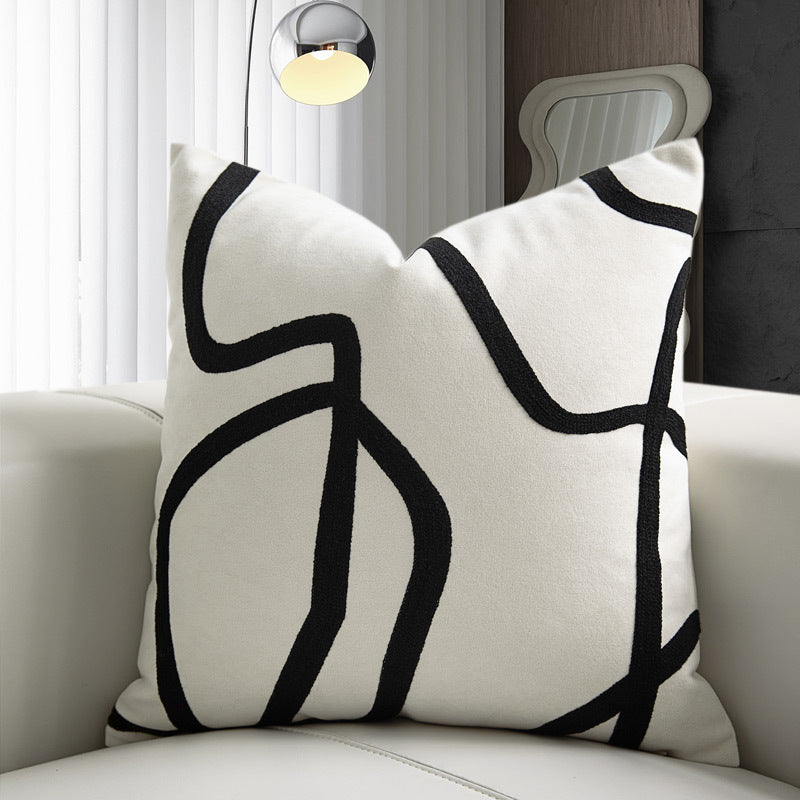 Abstrakter Kissenbezug Wildleder Schwarz-Weiss | LuxeStyle