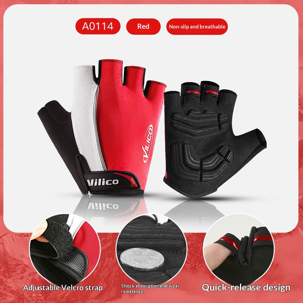 Atmungsaktive Anti-Rutsch Velo-Handschuhe (Halbfinger)