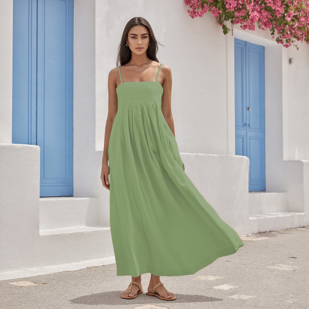 Patchwork Off-Shoulder Maxi-Kleid aus Baumwolle