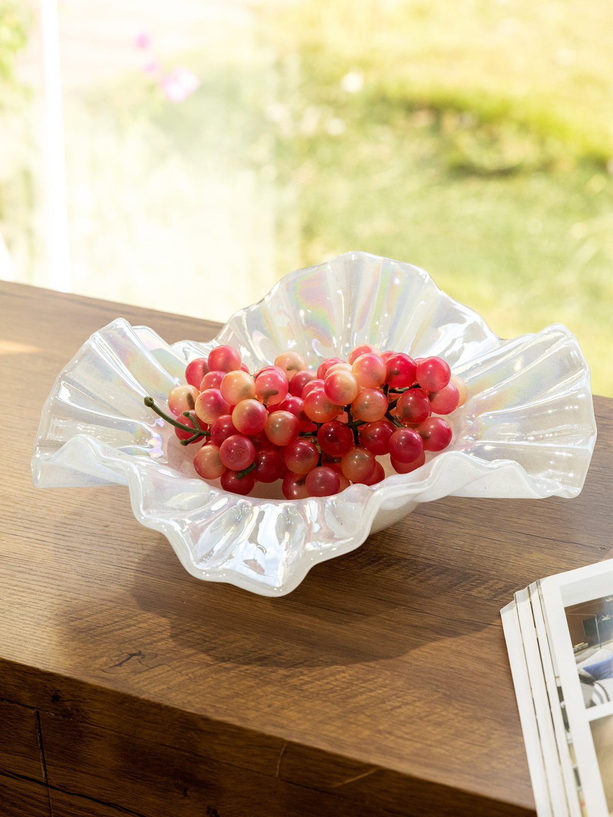 Perlmuttfarbene Glasschale | LuxeStyle