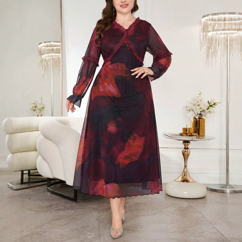 Ombre-Blumengarnkleid mit Rüschen und Puffärmel – Bild 7 | LuxeStyle