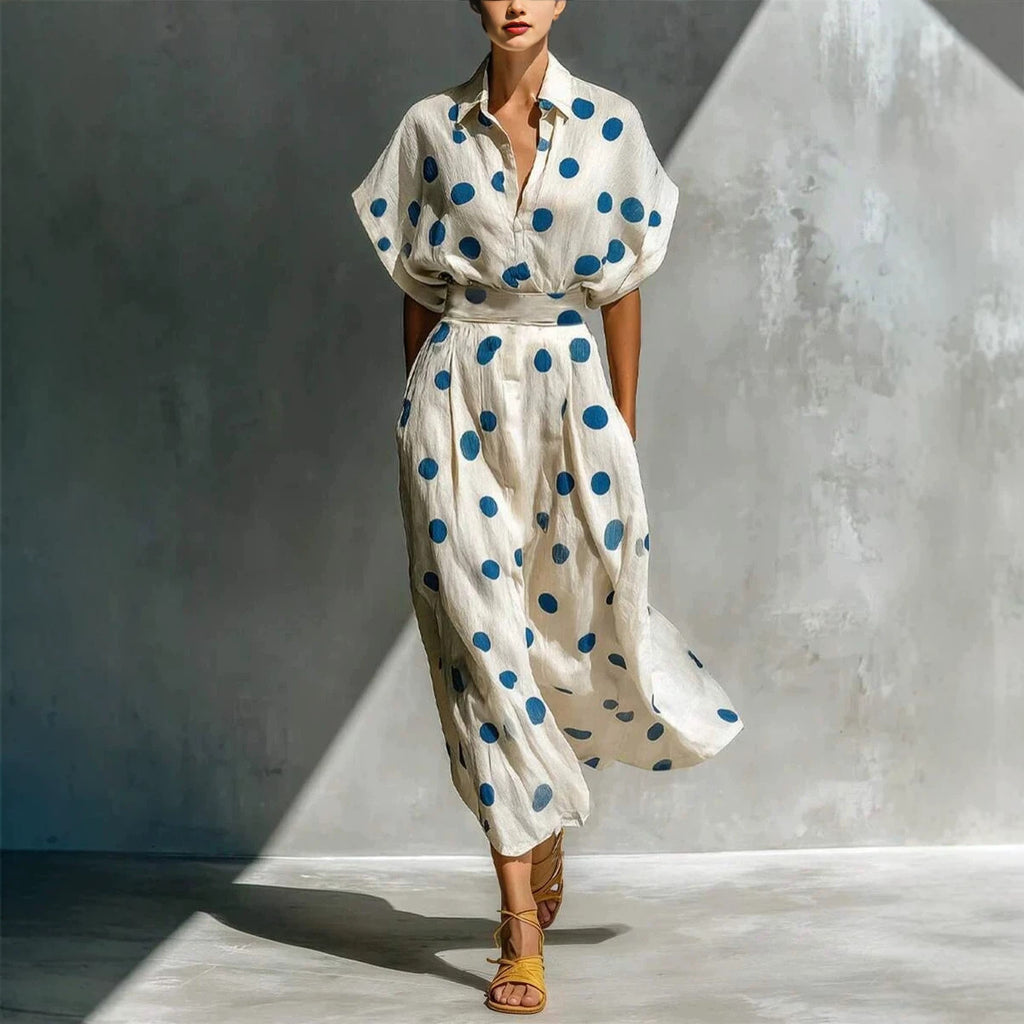 Midi-Kleid mit Polka Dots und Schnürung – Bild 1 | LuxeStyle