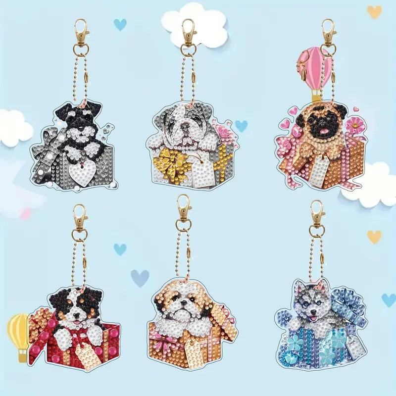 DIY Diamantmalm Schlüsselanhänger Tiermuster