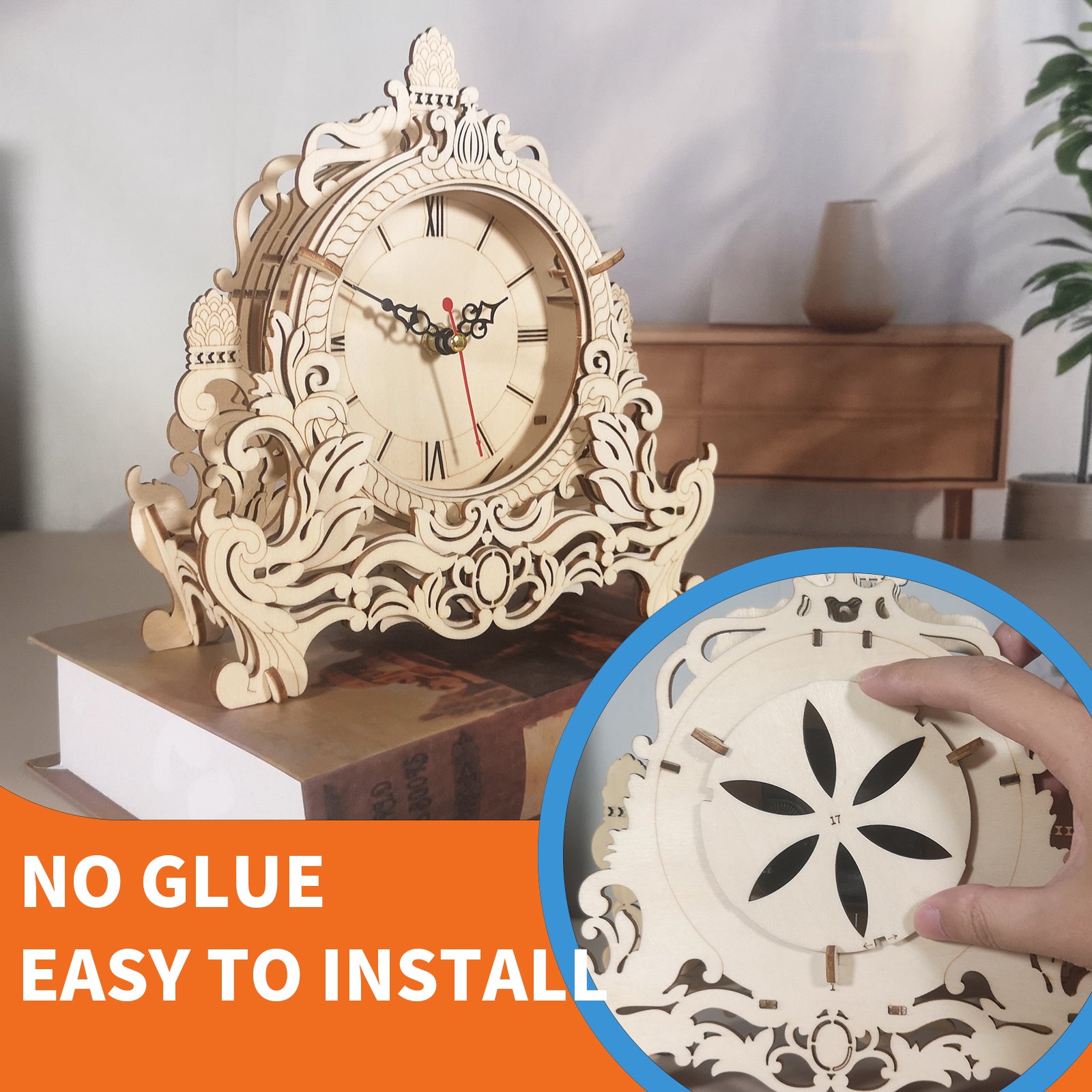 3D Holzpuzzle-Uhr Bausatz
