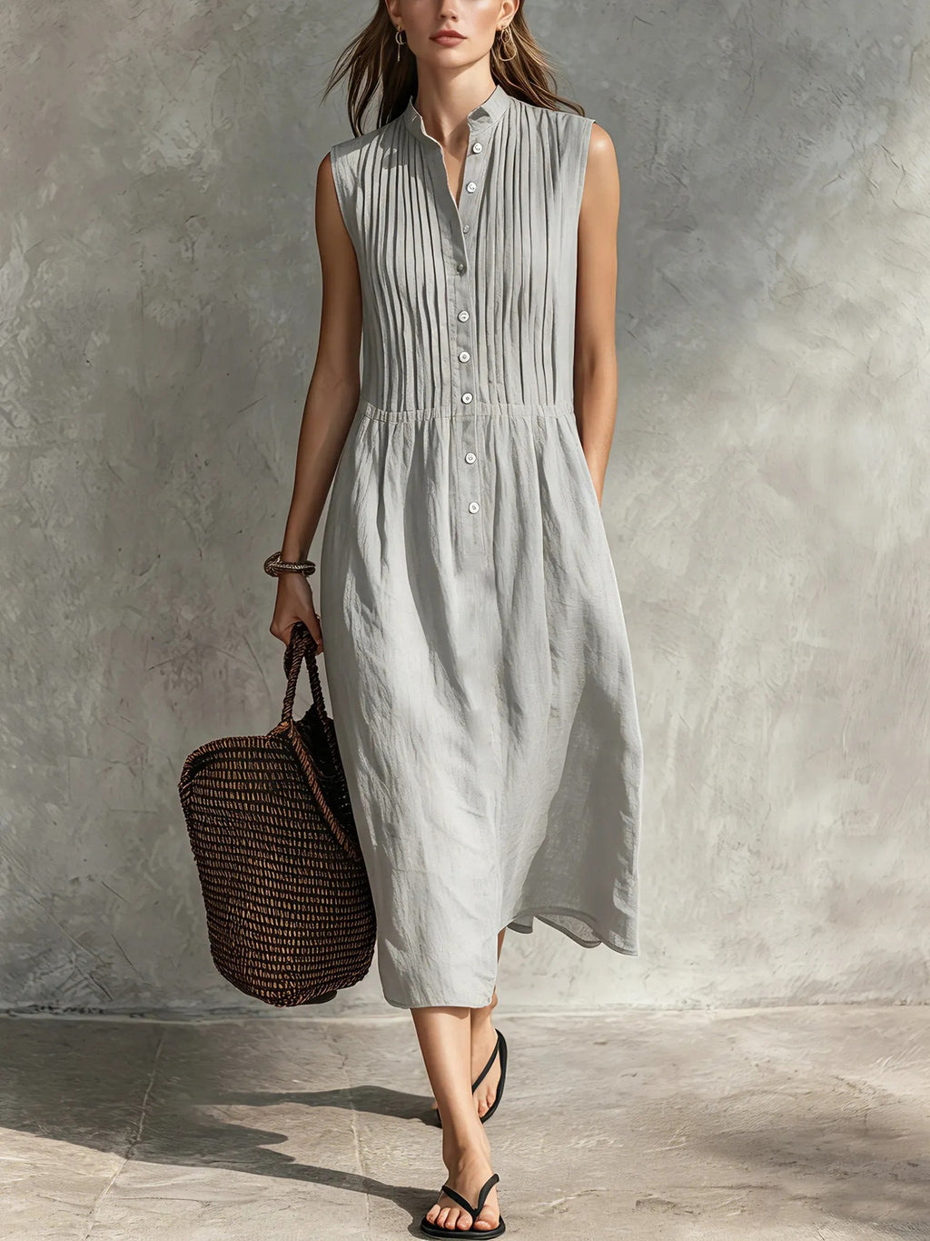 Elegantes ärmelloses Leinenkleid – Bild 12 | LuxeStyle