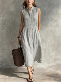 Elegantes ärmelloses Leinenkleid – Bild 14 | LuxeStyle