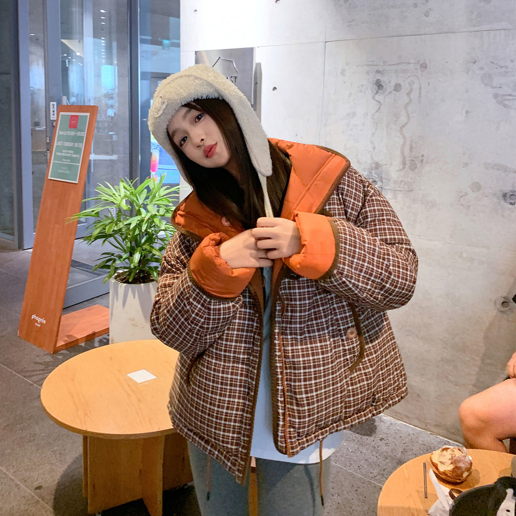Wende-Steppjacke mit Patchwork-Karo