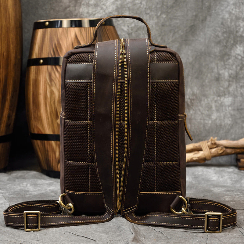 Retro Lederrucksack für Herren und Studenten – Ansicht 3