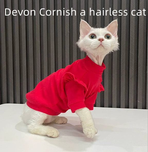 T-Shirt mit Rüschen für haarlose Katzen | LuxeStyle