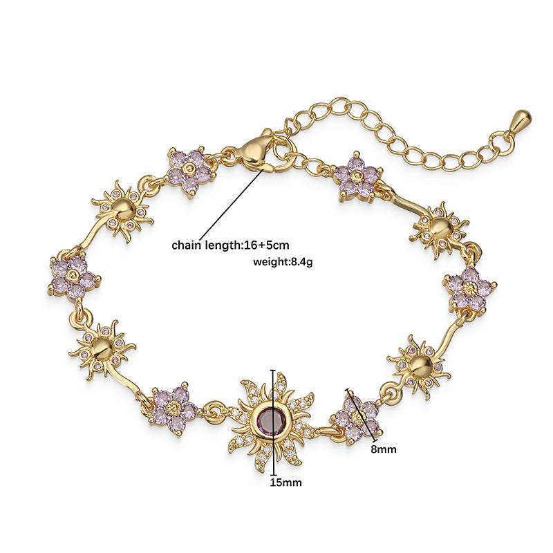 Blumen Armband oder Halskette mit Zirkonia