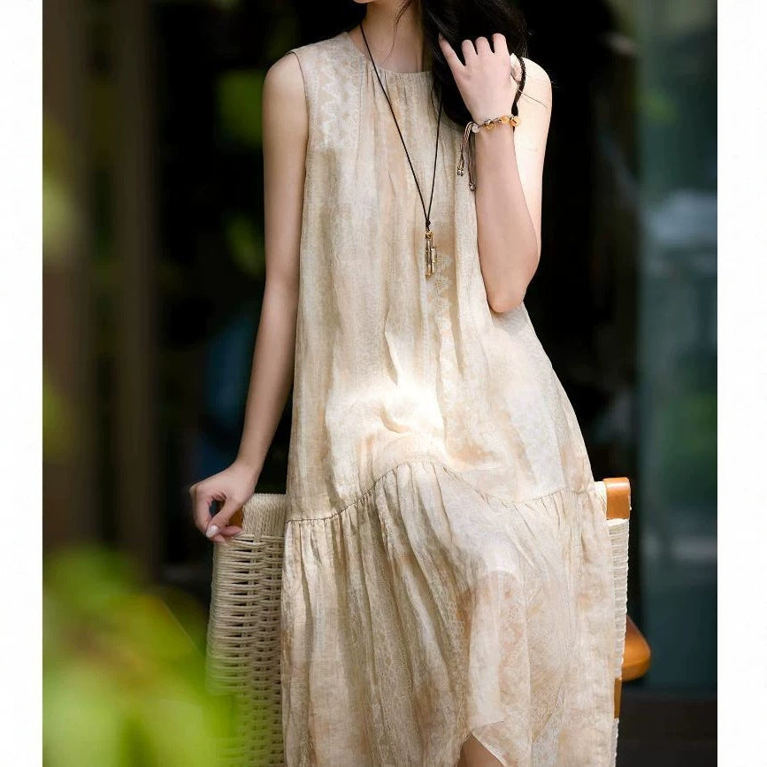 Französisches ärmelloses A-Linien-Kleid