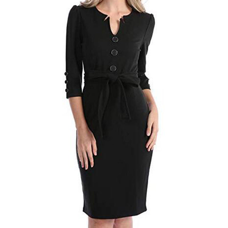 Patchwork Mini-Kleid mit V-Ausschnitt – Bild 11 | LuxeStyle